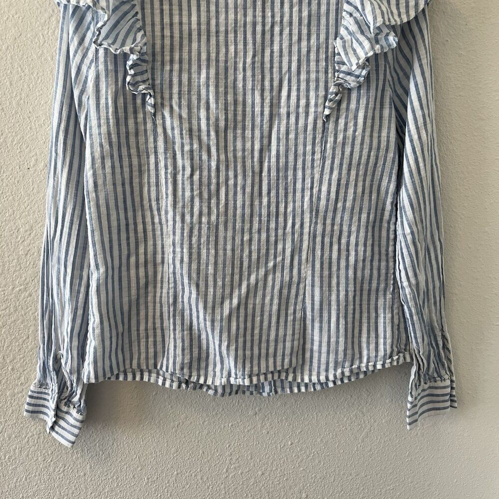Rebecca Minkoff Blouse Women's XS Ciera Ruffle Top Striped Button Up Victorian - Picture 11 of 15